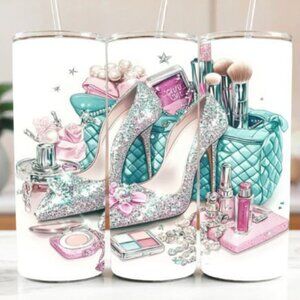 Girly Themed 20oz Sublimated Stainless Steel Tumbler with Lid & Straw